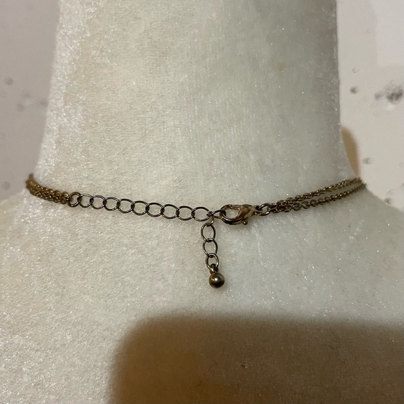 Necklace 2 strands gold tone blue shapes - Picture 6 of 6